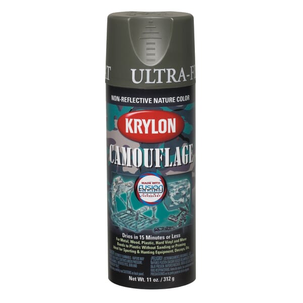 Krylon K04293000 Solvent Based Spray Paint, 16 oz Container, Liquid Form, Camouflage Olive Drab