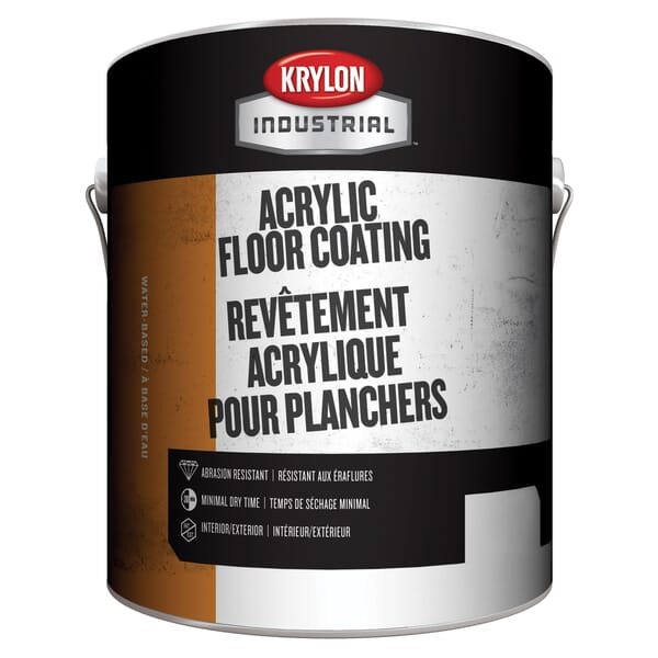 Krylon K000Z1611-16 Industrial Grade Acrylic Floor Coating, 1 gal Container, Liquid Form, White Base 1, 7 days at 50/77/120 deg F Curing