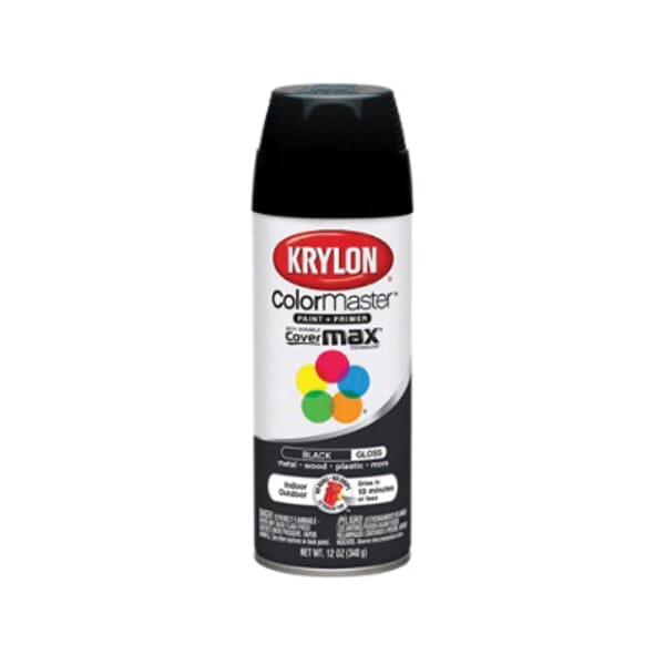 Krylon ColorMaster K05160102 Spray Paint Primer, 12 oz, Liquid, Black, 25 sq-ft, 10 min Curing