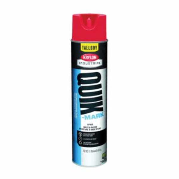 Krylon Quik-Mark Tallboy T03911004 Water Based Inverted Marking Paint, 25 oz Container, Liquid Form, Brilliant Red, 234 to 468 ft Coverage