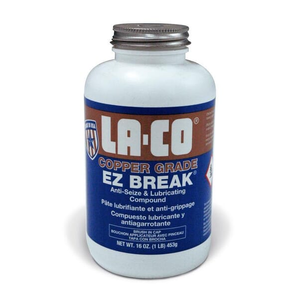 LA-CO 008907 EZ BREAK Anti-Seize Compound, 16 oz Brush-In Cap Bottle, Liquid Form, Copper/Silver/Gray, 1.3