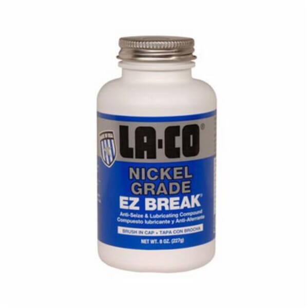 LA-CO 008972 EZ BREAK Anti-Seize Compound, 16 oz Brush-In Cap Bottle, Solid Form, Silver/Gray