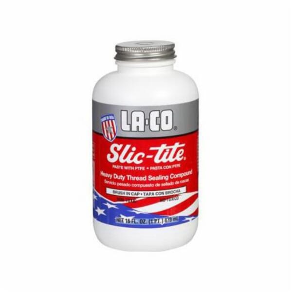 LA-CO 042049 Slic-Tite Premium Grade Pipe Thread Sealant, 1 qt Brush-In Cap Bottle, White