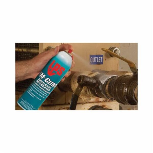 LPS 02820 EM-Citro Emulsion Industrial Degreaser, 20 oz Aerosol Can, Liquid, White, Mild Orange