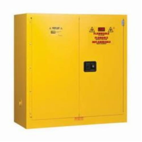LYON 5440N Standard Flammable Liquid Cabinet, 30 gal Capacity, 44 in H x 43 in W x 18 in D, Manual Close Door, 1 Shelves, Steel, Yellow