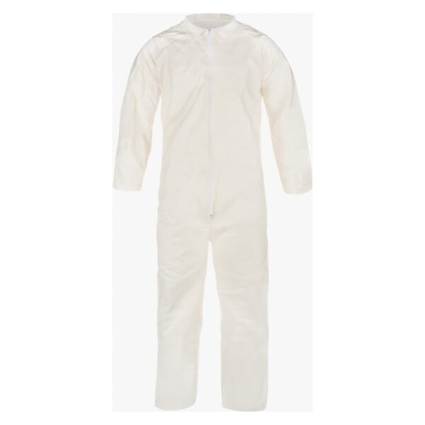 Lakeland Fire + Safety 7412-2X Flame-Resistant Coverall With Collar, Unisex, 2XL, White, Pyrolon Plus 2, 52 to 54 in Chest, 29 in L Inseam