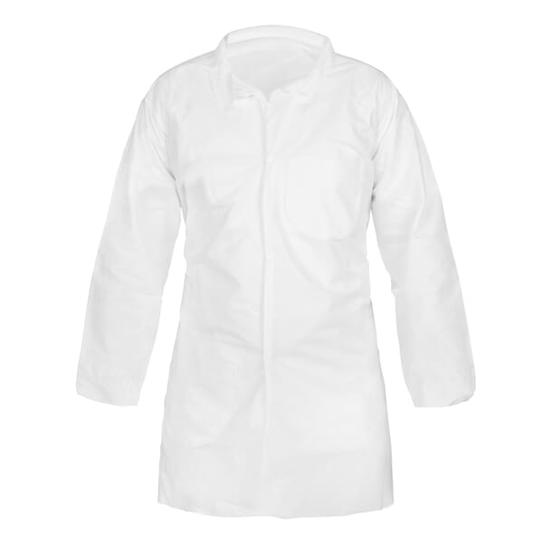 Lakeland Fire + Safety C8101-XL Disposable Long Sleeve Labcoat, XL, White, SafeGard SMS, Snap Closure, 2 Pockets, ASTM D3776, ASTM D5034, ASTM D5733