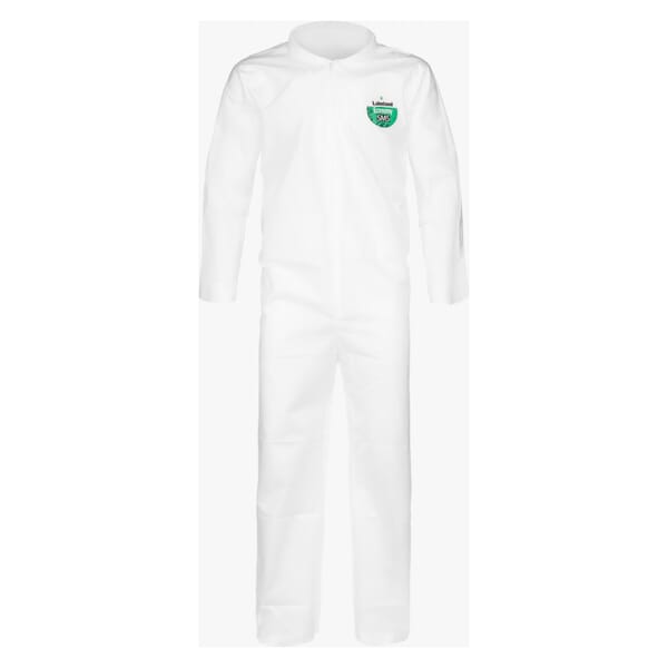 Lakeland Fire + Safety E8412-MD Disposable Coverall, M, White, SafeGard Economy SMS Fabric, 40 to 42 in Chest, 29 in L Inseam