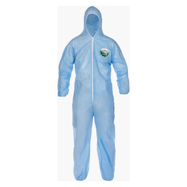 Lakeland Disposable Coverall With Elastic Ankle and Elastic Wrist, Blue, SafeGard Economy SMS Fabric, 29 in L Inseam