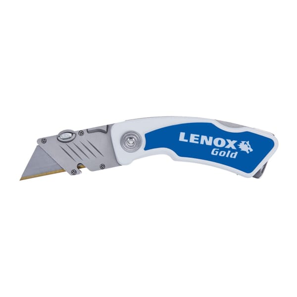Lenox 10771FLK1G Lockable Utility Knife, 1-1/8 in W Trapezoid Blade, Bi-Metal Blade, 1 Blade Included