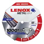 Lenox METALMAX 1972927 Type 1 Cut-Off Wheel, 12 in Dia x 0.13 in THK, 1 in Center Hole, 25/30 Grit, Diamond Abrasive