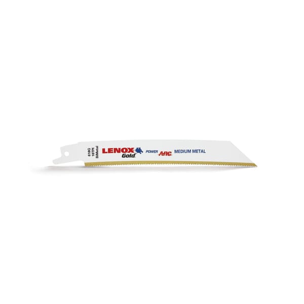 Lenox Gold Lazer 21069618GR Power Arc Curved Reciprocating Saw Blade, 6 in L x 3/4 in W, 18 TPI, Steel Body, Universal/Toothed Edge Tang