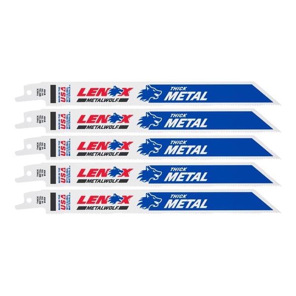 Lenox Gold 21519814R Bi-Metal Shatter-Resistant Reciprocating Saw Blade, 8 in L x 3/4 in W, 14 TPI, Steel Body, Universal/Toothed Edge Tang