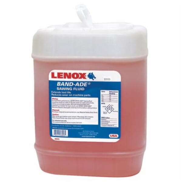 Lenox 68003 Band Ade Chlorine Free Semi-Synthetic Bandsaw Fluid, 5 gal Carboy, Petroleum Odor/Scent, Liquid Form, Yellow
