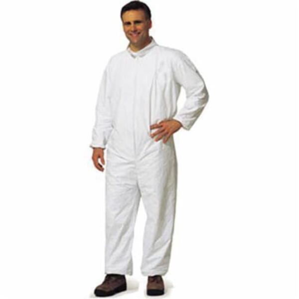 Liberty Glove Disposable Coverall With Collar, Elastic Wrist, Elastic Waist and Ankle, Unisex, White, ProGard SMS Fabric