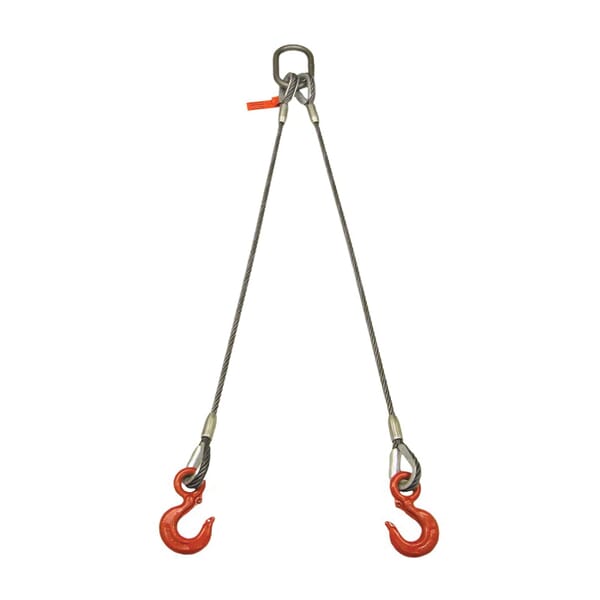 Lift-All Permaloc 14I2LBX6 2-Leg Bridle Imported Wire Rope Sling, 1/4 in Dia Wire Rope, 6 ft L, Steel