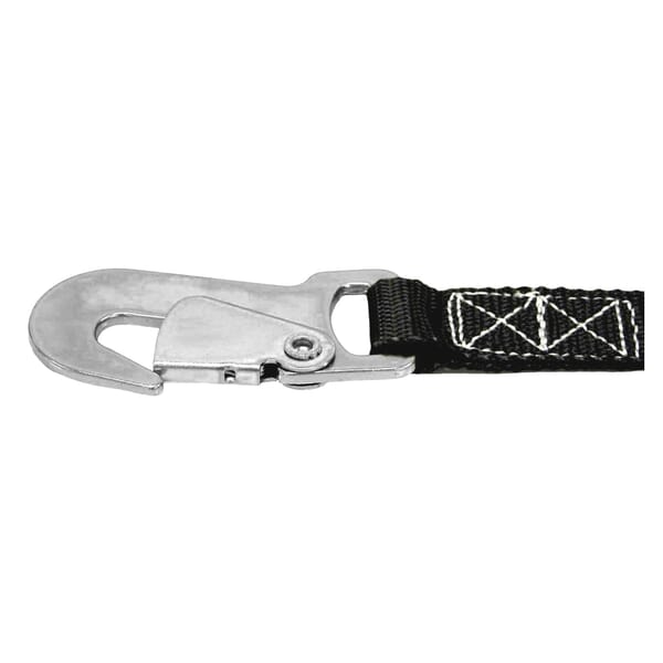 Lift-All LoadHugger 6A104 Tiedown With Ratchet Strap, 700 lb Working, 2100 lb Ultimate/Breaking Strength Load, 15 ft L, Stamped Snap Flat Hook End Style