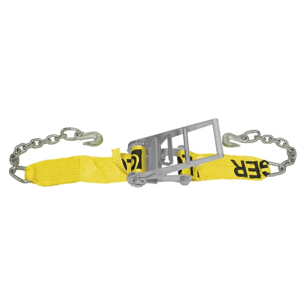 Lift-All LoadHugger TE26432 Tiedown With Ratchet Strap, 5000 lb Working, 15000 lb Ultimate/Breaking Strength Load, 27 ft L, Chain Anchor End Style