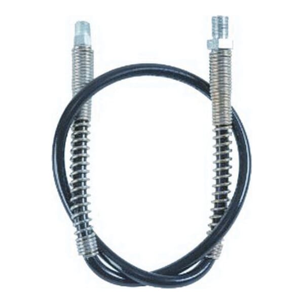 Lincoln PowerLuber 1230 Flexible High Pressure Whip Hose Extension With Spring Guard, 30 in L, 7500 psi, 7/16 in UNEF x 1/8 in MNPT
