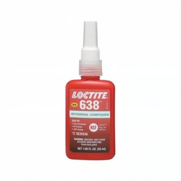 Loctite 1835936 638 High Strength Retaining Compound, 50 mL Bottle, Liquid, Green, 1.1000000000000001