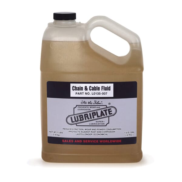 Lubriplate L0135-007 Industrial Strength Penetrating Chain and Cable Lubricant, 7 lb Jug, Liquid Form, Amber, 0.93