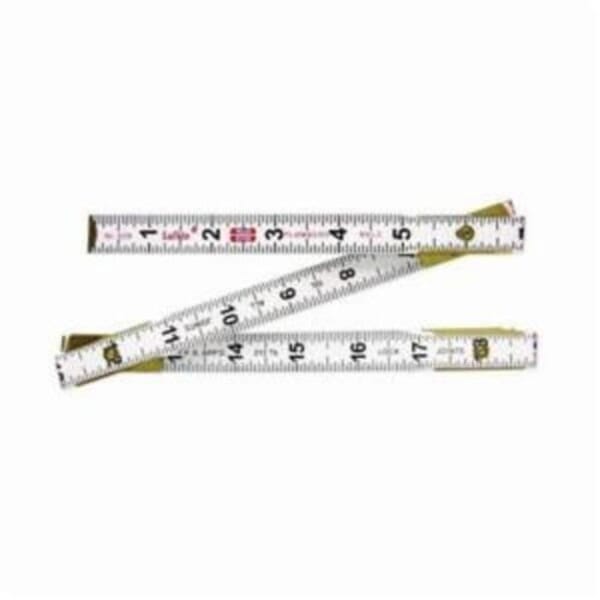 CRESCENT Lufkin 626LN Red End Plumbers Folding Rule, Imperial Measuring System, Graduations 45 deg Scale Inches to 1/16ths Upper Edge Only, 6 ft L, Wood