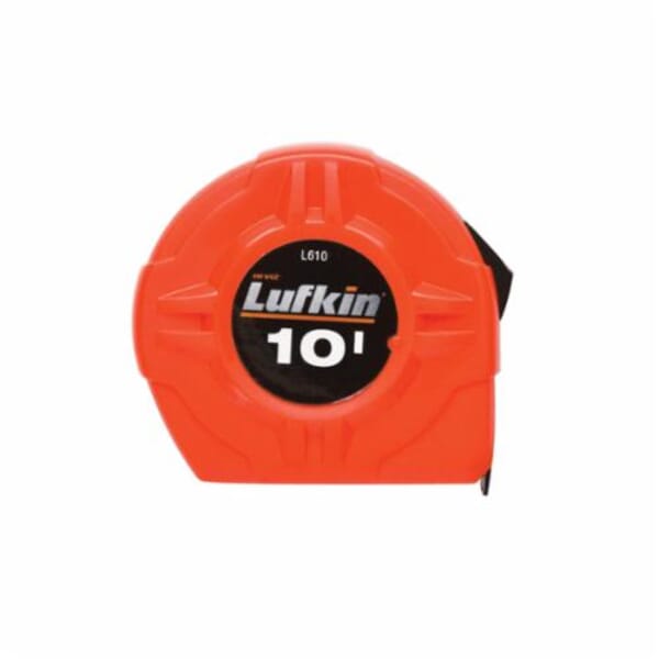 CRESCENT Lufkin L610 High Visibility Tape Measure, 10 ft L x 1/2 in W Blade, Steel Blade, Metric Measuring System, 16ths, 32nds Graduation