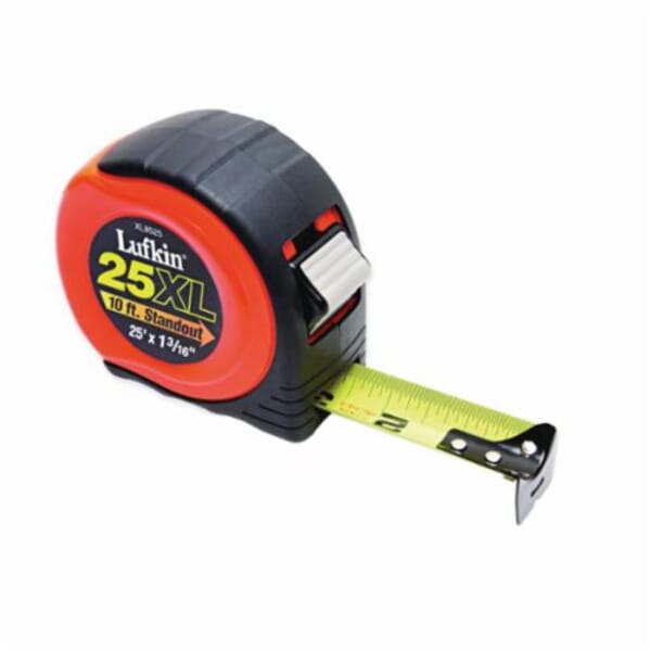 CRESCENT Lufkin XL8525 800 Tape Measure, 25 ft L x 1-3/16 in W Blade, Steel  Blade, Imperial Measuring System