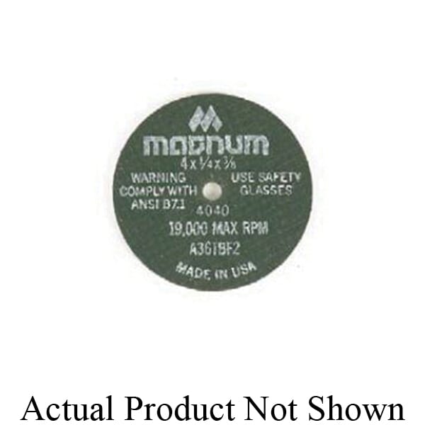 MAGNUM 4014 Reinforced Grinding Wheel, 2 in Dia x 1/2 in THK, 1/4 in Center Hole, 36 Grit, Aluminum Oxide Abrasive