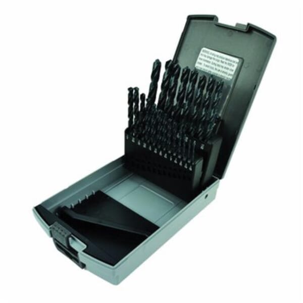 MARXMAN 81371 330 General Purpose Jobber Length Drill Set, 1/16 in Min Drill Bit, 3/8 in Max Drill Bit, 118 deg Drill Point Angle, 21 Pieces, HSS, Black Oxide