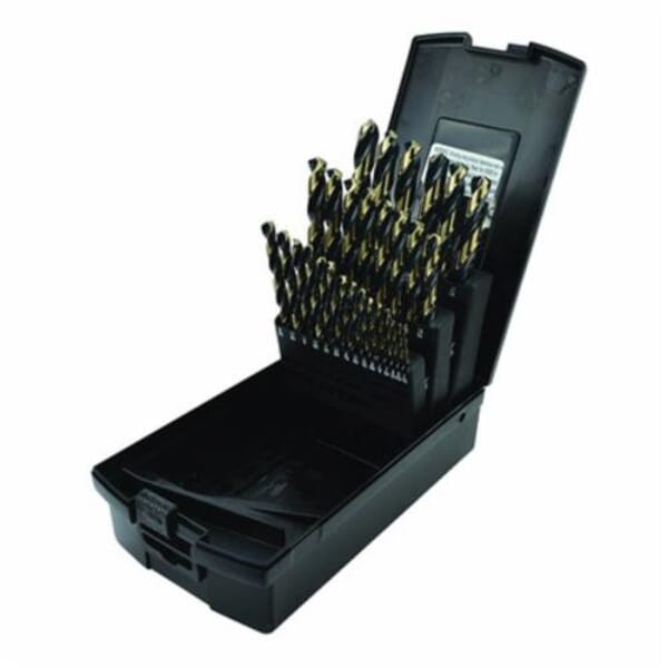 MARXBORE 81502 384 Heavy Duty Jobber Length Drill Set, 1/16 in Min Drill Bit, 1/2 in Max Drill Bit, 135 deg Drill Point Angle, 29 Pieces, HSS, Black/Gold
