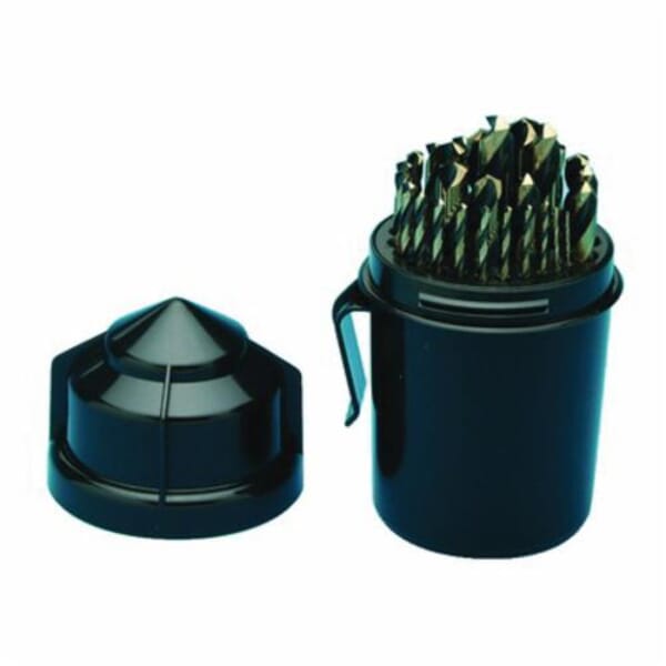 MARXBORE 81509 384 Heavy Duty Jobber Length Drill Set, 1/16 in Min Drill Bit, 1/2 in Max Drill Bit, 135 deg Drill Point Angle, 29 Pieces, HSS, Black/Gold