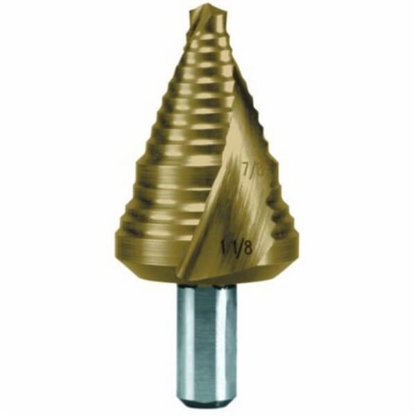 MARXMAN 81552 401GH Step Drill Bit, 3/16 in Dia Min Hole, 7/8 in Dia Max Hole, 12 Steps, HSS, 3/8 in Shank