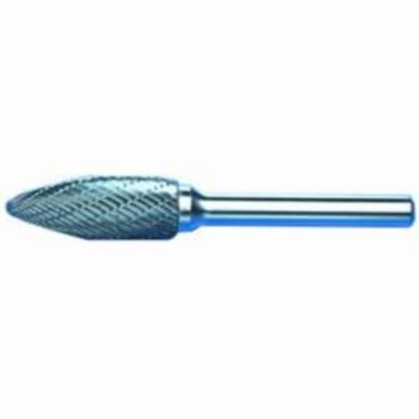 MARXMAN 83432 597 General Purpose Carbide Burr, Flame Head, 1/2 in Dia Head, 1-1/4 in L of Cut, Single Cut