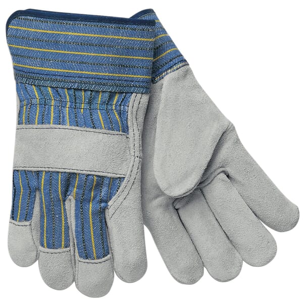 MCR Safety 1400M 1400 A-Grade General Purpose Gloves, Gunn Cut/Wing Thumb Style, M, Cowhide Leather Palm, Gray, Safety Cuff, Fleece Lining