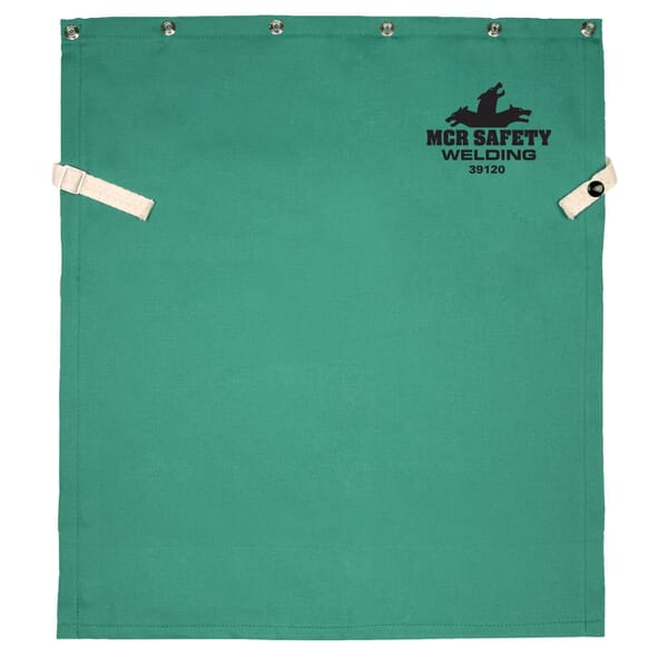 MCR Safety 39120 Bib With Snap, Green, Cotton, Button Snap Closure