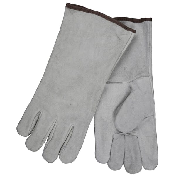 MCR Safety 4150B Insulating Welding Gloves, XL, Leather, Gray, Fleece Lining, Gauntlet Cuff, 13 in L, 0.9 to 1.5 mm THK Glove Material