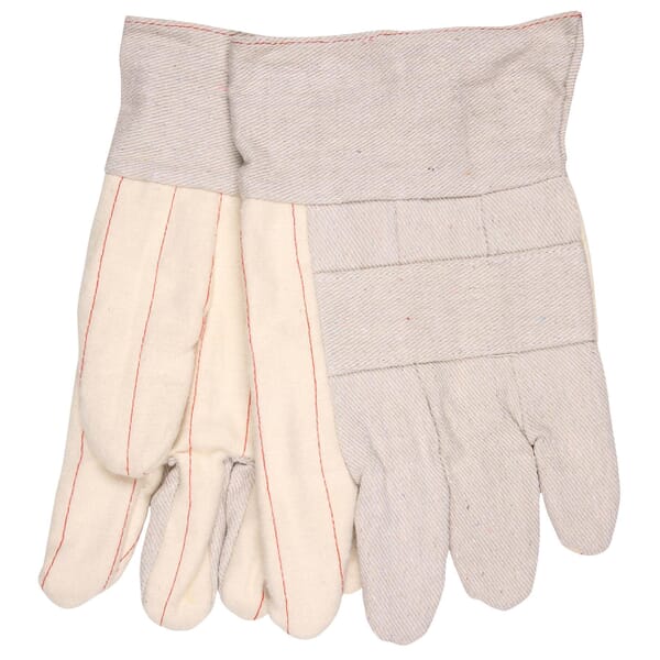 MCR Safety 9124 Economy Grade Weight Hot Mill Gloves, L, ANSI Heat Level: 4, 7 ga Cotton, Natural White, Band Top Cuff, Uncoated Coating, 10-1/2 in L, 500 deg F Max
