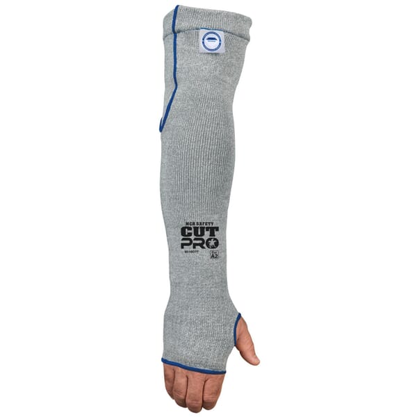 MCR Safety 9318D7T Cut-Resistant Sleeve With Thumb Slot, Universal, 18 in L x 7 ga THK, Dyneema, Blue/Gray