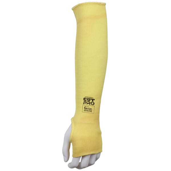 MCR Safety 9378TE Economy Grade High Performance Cut-Resistant Sleeve With Thumb Slot, 18 in L x 7 ga THK, DuPont Kevlar Fiber, Yellow