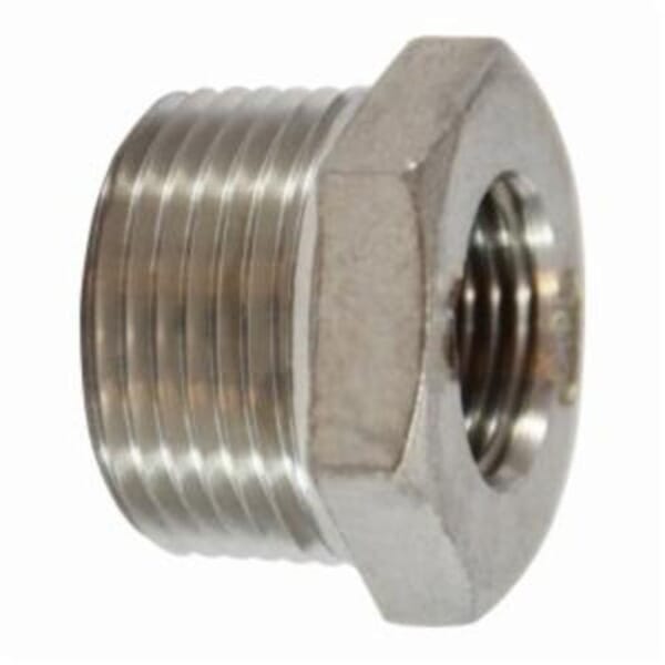 Midland Industries 62504 Reducer Hex Bushing, 1/2 x 1/4 in Nominal, MNPT x FNPT End Style, 150 lb, SCH 40/STD, ASTM A-351 304 Stainless Steel, Import