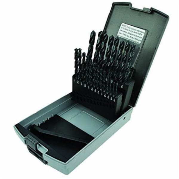 MORSE 18101 8030 General Purpose Jobber Length Drill Set, 1/16 in Min Drill Bit, 1/2 in Max Drill Bit, 118 deg Drill Point Angle, 29 Pieces, HSS, Black Oxide