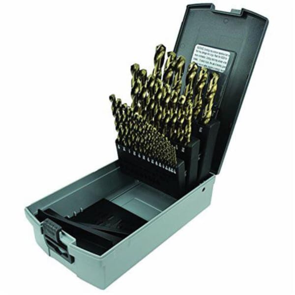 MORSE 18166 8070 Type J NAS-907 Heavy Duty Jobber Length Drill Set, 1/16 in Min Drill Bit, 1/2 in Max Drill Bit, 135 deg Drill Point Angle, 29 Pieces, M42 HSS-Co 8, Bright
