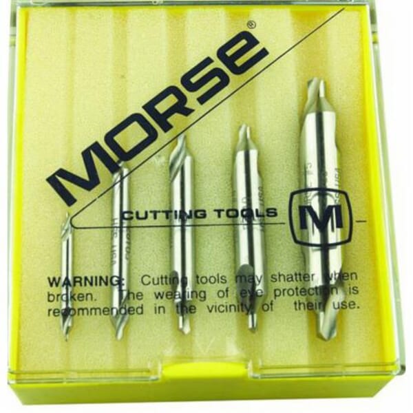 MORSE 25059 8500 Combined Drill and Countersink Set, #1 Min Trade Size, #5 Max Trade Size, 60 deg Included, 5 Pieces, HSS, Bright