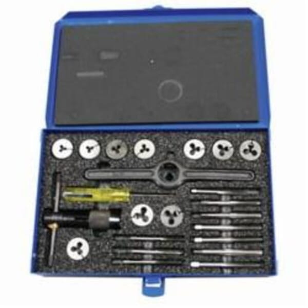 MORSE 37011 7130 Tap and Die Set, 23 Pieces, #2-56 to #12-24 Tap Thread, #2-56 to #12-24 Die Thread, UNC/UNF Thread, Round Die