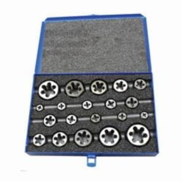 MORSE 37023 7200 Re-Threading Die Set, 20 Pieces, 1/4 to 1 in, UNC/UNF Thread, Hexagon Die, Carbon Steel, Bright