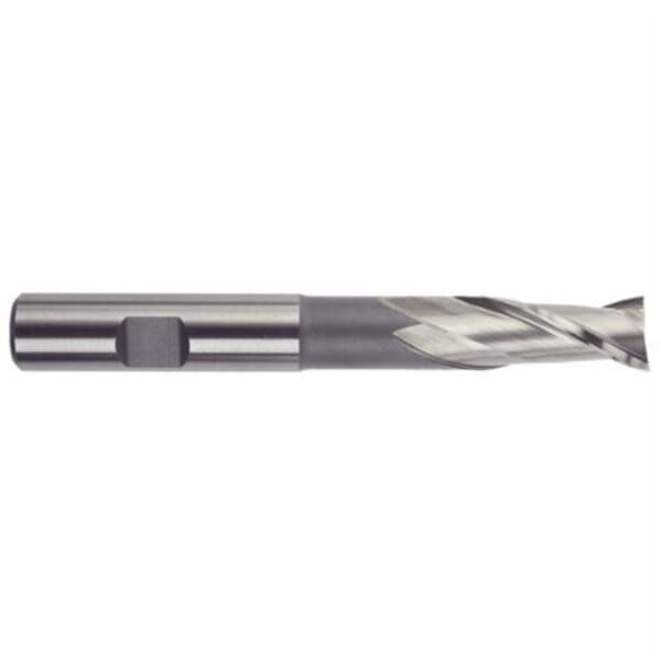 MORSE 96217 1899G Center Cutting Extended Length Single End End Mill, 1/4 in Dia Cutter, 5/8 in Length of Cut, 2 Flutes, 3/8 in Dia Shank, 3-1/16 in OAL, TiN Coated