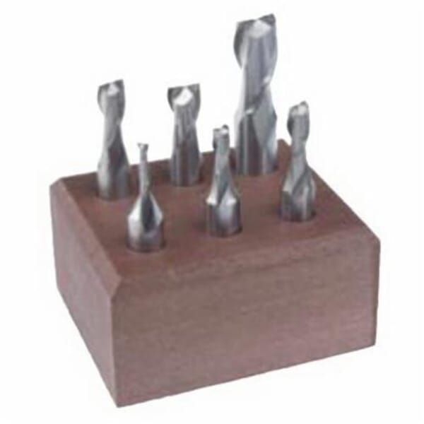 MORSE 45025 1898 6-Piece Center Cutting Regular Length Single End End Mill Set, 2 Flutes, Bright