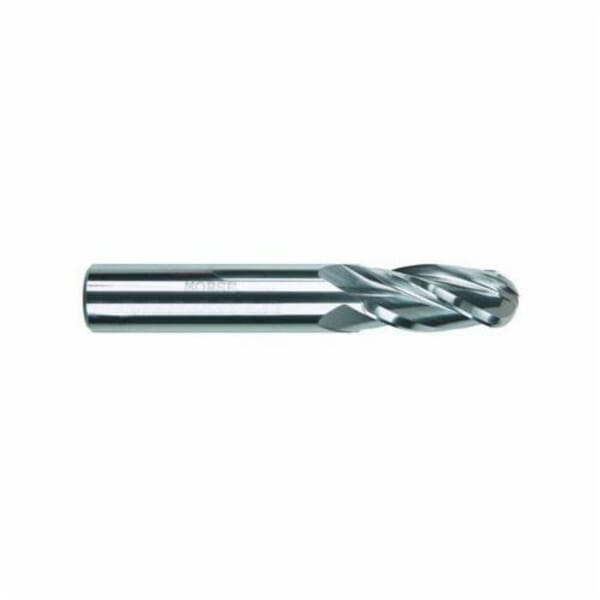 MORSE 58210 5942 Ball Nose Center Cutting Regular Length Single End End Mill, 5/32 in Dia Cutter, 9/16 in Length of Cut, 4 Flutes, 3/16 in Dia Shank, 2 in OAL, Bright