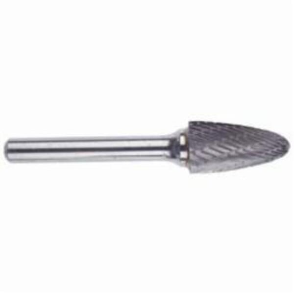 MORSE 59939 5970 Long Shank Carbide Burr, Radius End, Tree Head, 1/2 in Dia Head, 1 in L of Cut, 7 in OAL, Double Cut
